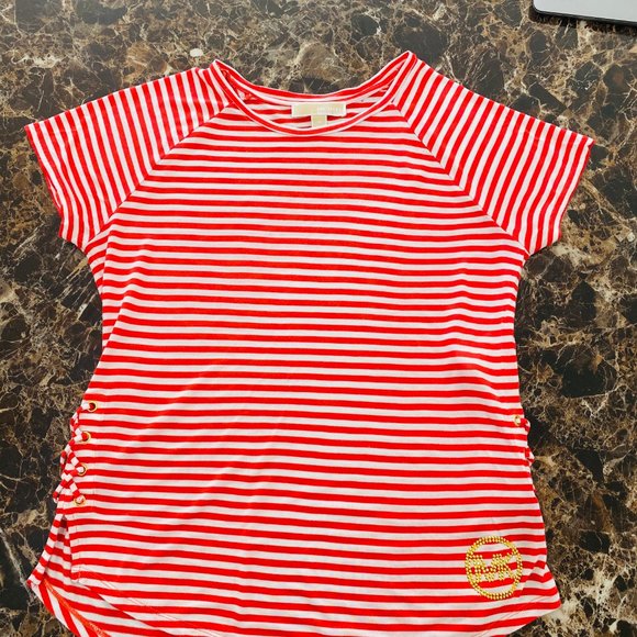 MICHAEL KORS Top M short sleeve red white gold - Picture 10 of 13